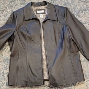 Leather Jacket dark brown XL fitted flattering, supple leather!